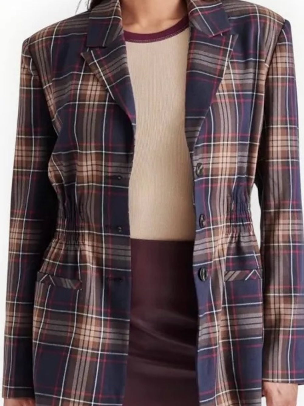 Steve Madden Revolve Frida plaid blazer with cinch waist